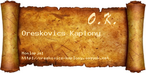 Oreskovics Kaplony névjegykártya